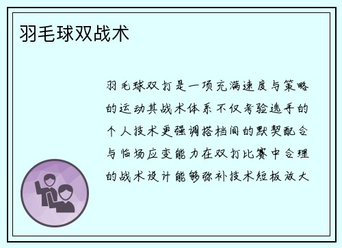 羽毛球双战术